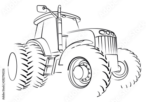 The Sketch of a big heavy tractor.