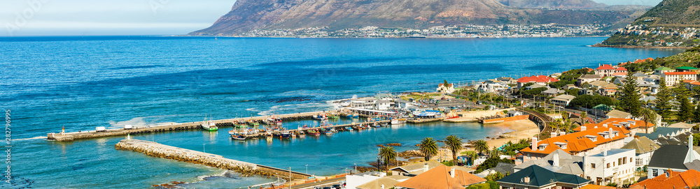 Panoramic Elevated view of Kalk Bay Harbour in False Bay Cape Town South Africa