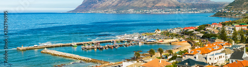 Panoramic Elevated view of Kalk Bay Harbour in False Bay Cape Town South Africa