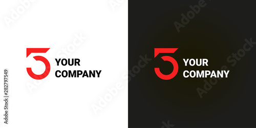 Five Number Shaped Logotype or Sign Concept or Template