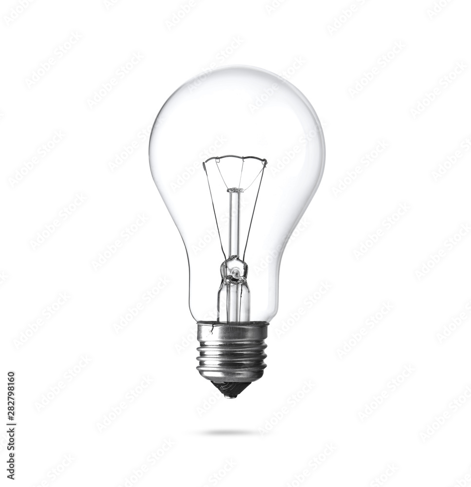 New incandescent light bulb for modern lamps isolated on white background. File contains a path to isolation. New incandescent light bulb for modern lamps isolated on white background. File contains a path to isolation.