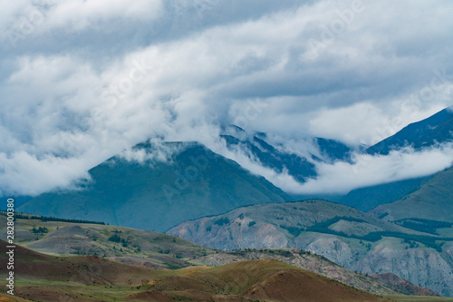 Background image of a mountain landscape. Russia  Siberia  Altai