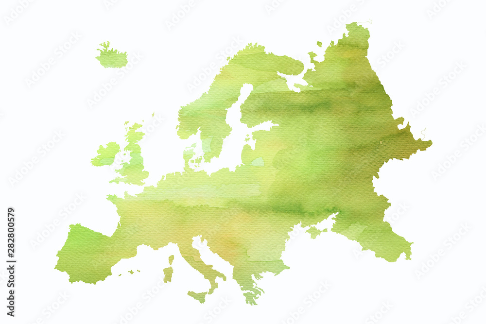 Mapa Europy w wersji artystycznej na białym tle