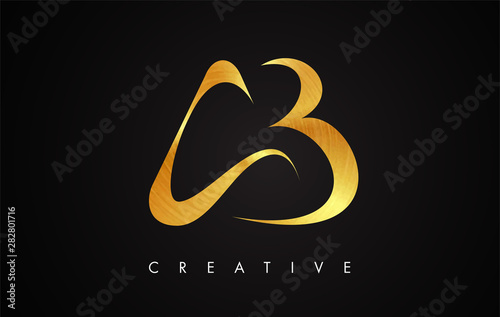AB Gold Golden Letter Modern Trendy Design Logo. Letter AB Icon Logo with Modern swoosh.
