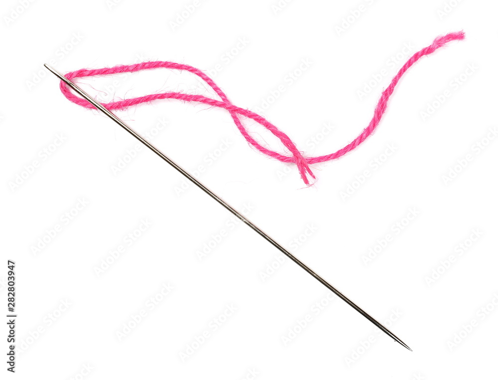 Sewing needle and string isolated on white background Sewing needle and string isolated on white background