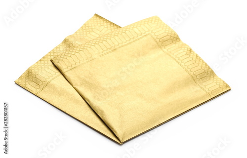 Golden paper napkin isolated on white background