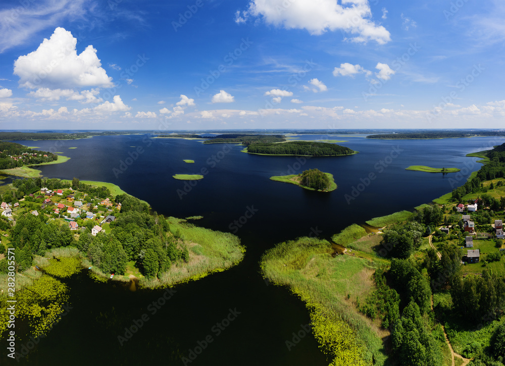 Rural landscape with a huge lake