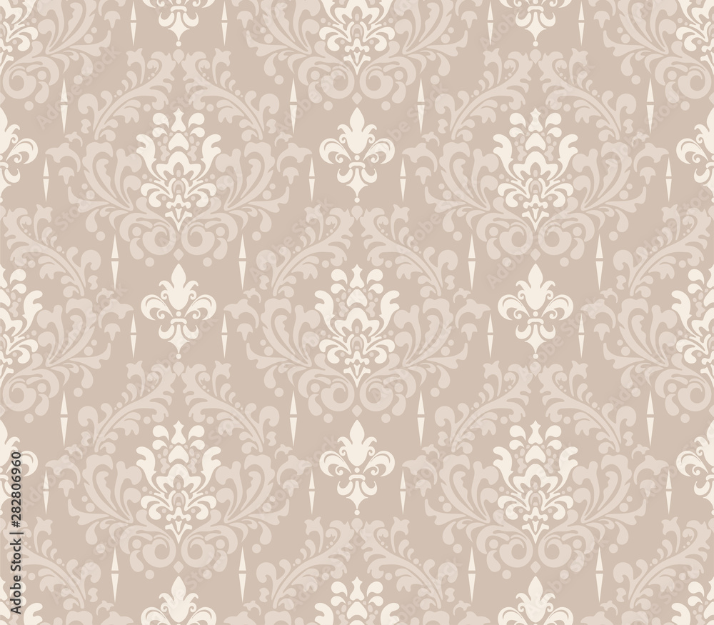 Background with seamless pattern: damask wallpaper in Asian style, vector image