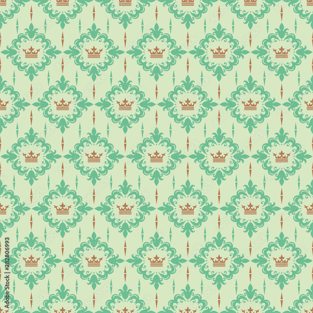 damask seamless floral pattern with flowers