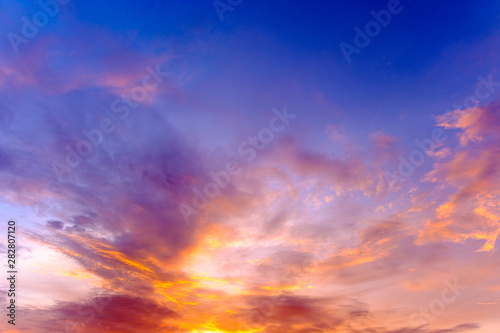 Fototapeta Naklejka Na Ścianę i Meble -  Blue and orange sky color in  sunset