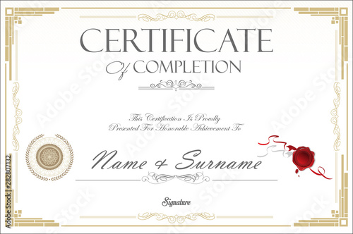 Certificate or diploma retro vintage template