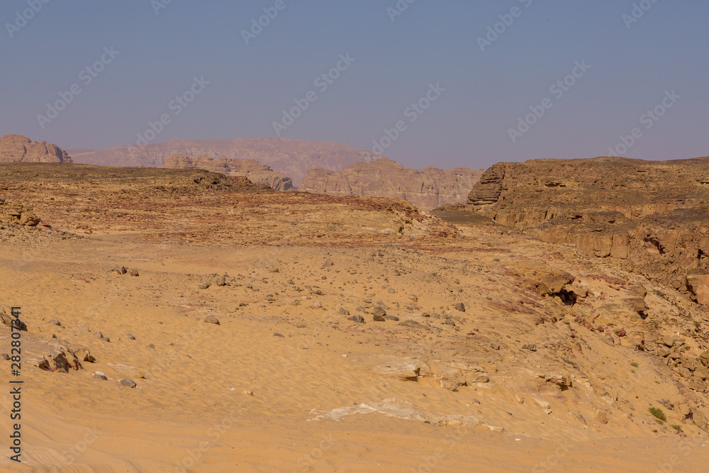 Coloured Canyon is a rock formation on South Sinai (Egypt) peninsula. Desert rocks of multicolored sandstone background.	