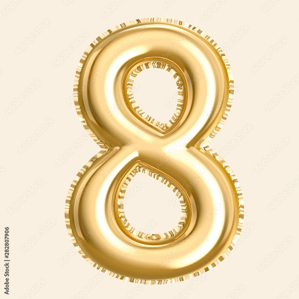 Golden color balloon number 8 Golden color balloon number 8