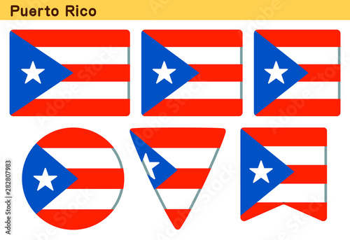 「プエルトリコの旗」6個の形のアイコンデザイン