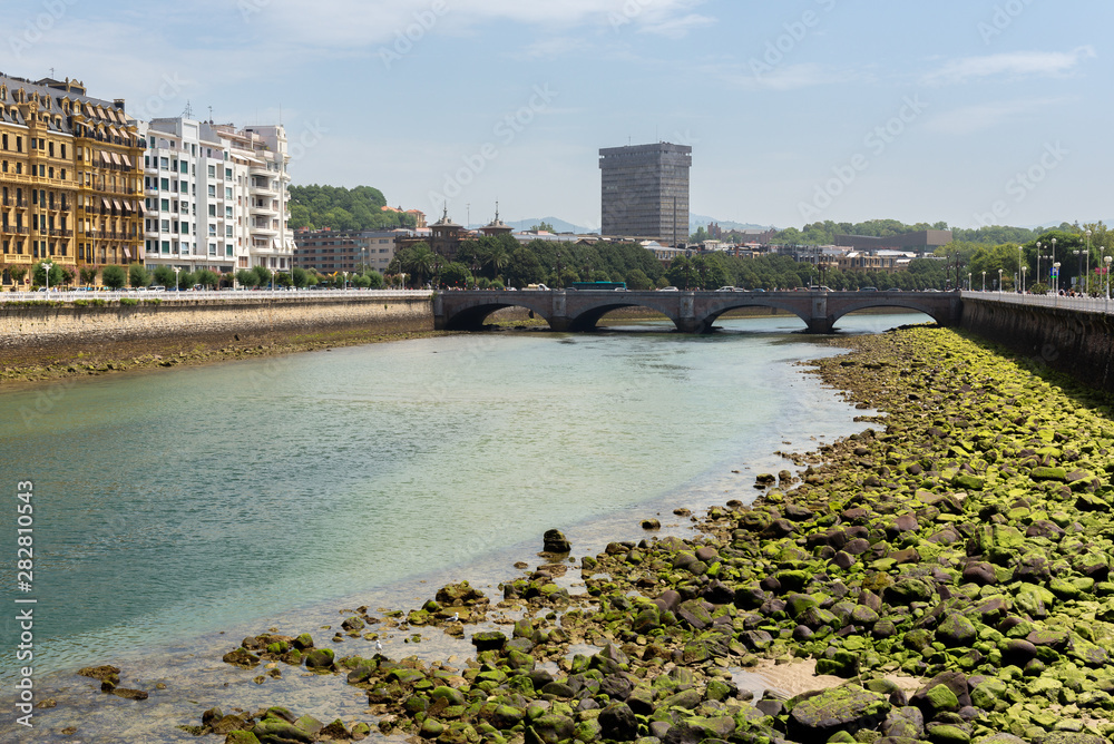 Urumea river with Maria Cristina bridge as background, Donostia-San Sebastian, Spain Urumea river with Maria Cristina bridge as background, Donostia-San Sebastian, Spain