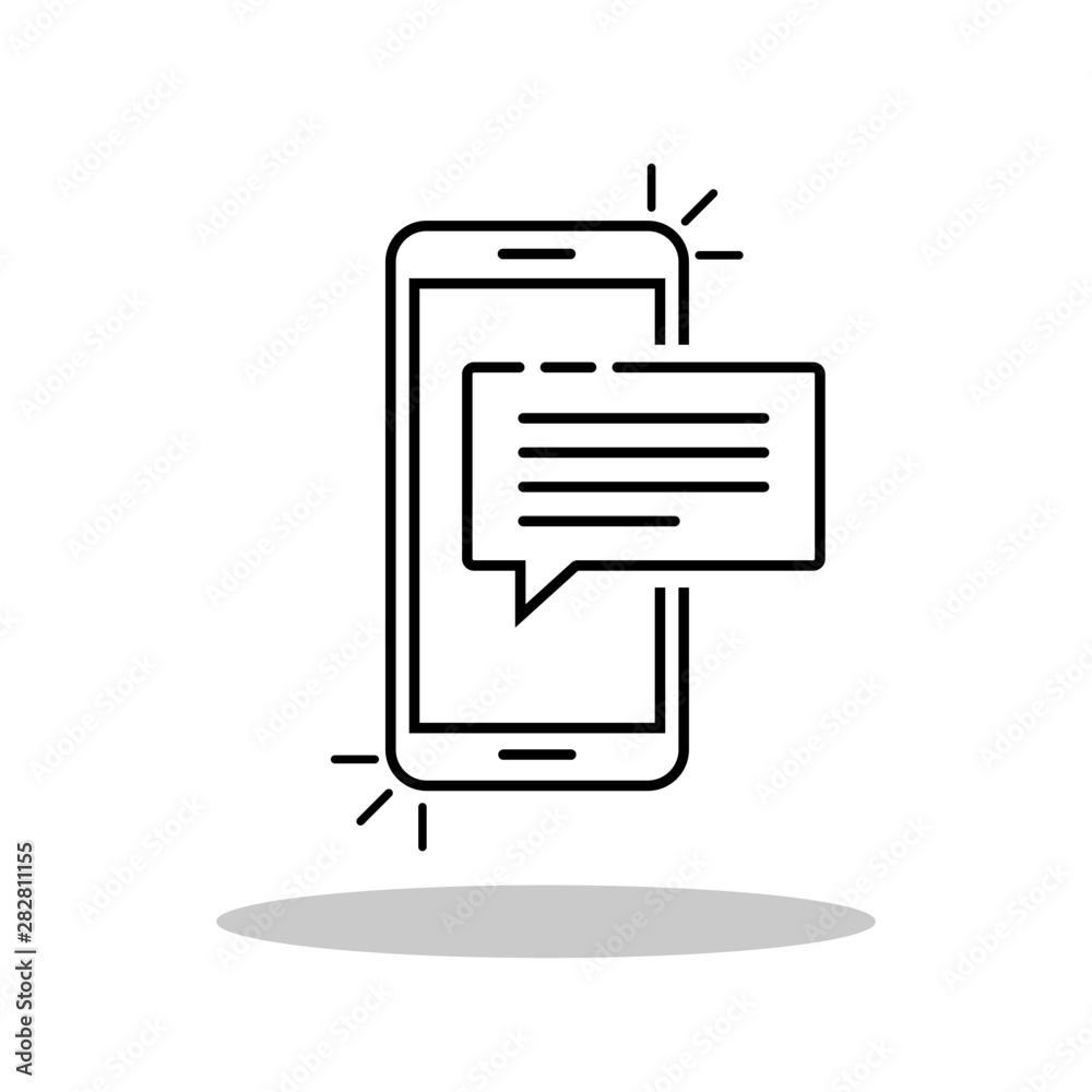 Mobile phone chat icon in trendy flat style. Phone notification symbol for your web site design, logo, app, UI Vector EPS 10. - Vector Mobile phone chat icon in trendy flat style. Phone notification symbol for your web site design, logo, app, UI Vector EPS 10. - Vector