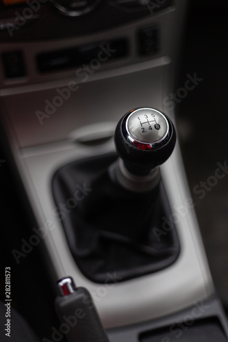 Manual drive car, stick gear. Driving stick.