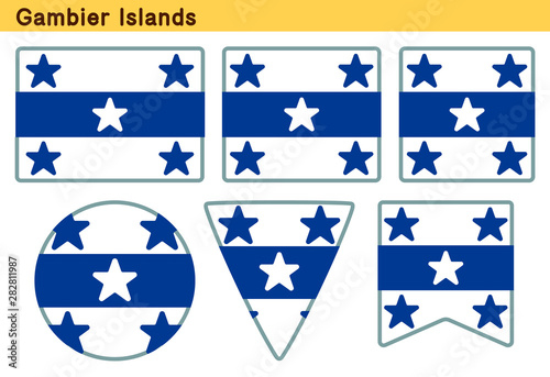 「ガンビエ諸島の旗」6個の形のアイコンデザイン