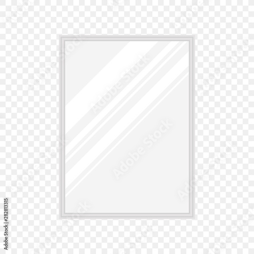 Vector realistic rectangular mirrors with blurry reflection. Mirror frames or mirror decor interior