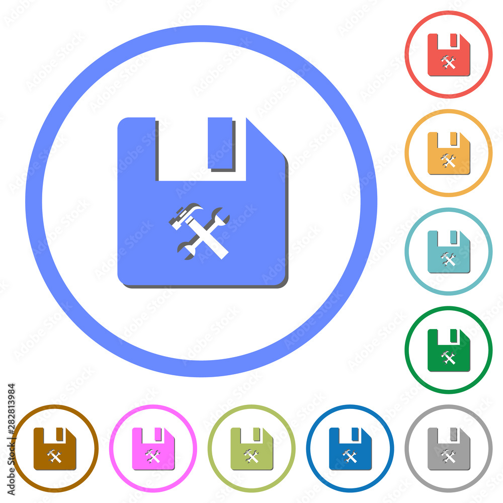 File tools icons with shadows and outlines File tools icons with shadows and outlines