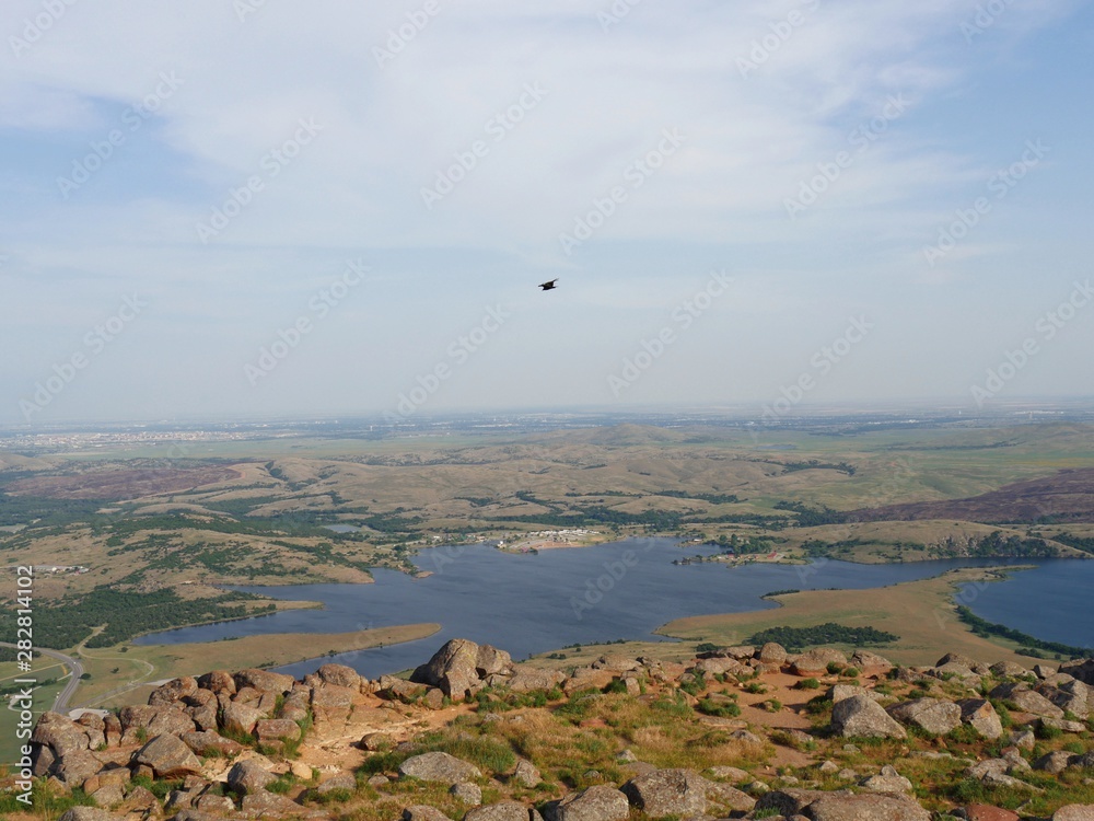 Breathtaking spread of Lake Lawtonka, seen from the peak of Mt Scott, Oklahoma, USA. Breathtaking spread of Lake Lawtonka, seen from the peak of Mt Scott, Oklahoma, USA.