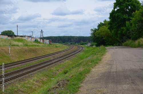 Fototapeta Naklejka Na Ścianę i Meble -  Railway Vitebsk (railroad tracks). Outskirts of Vitebsk, Belarus, 2019