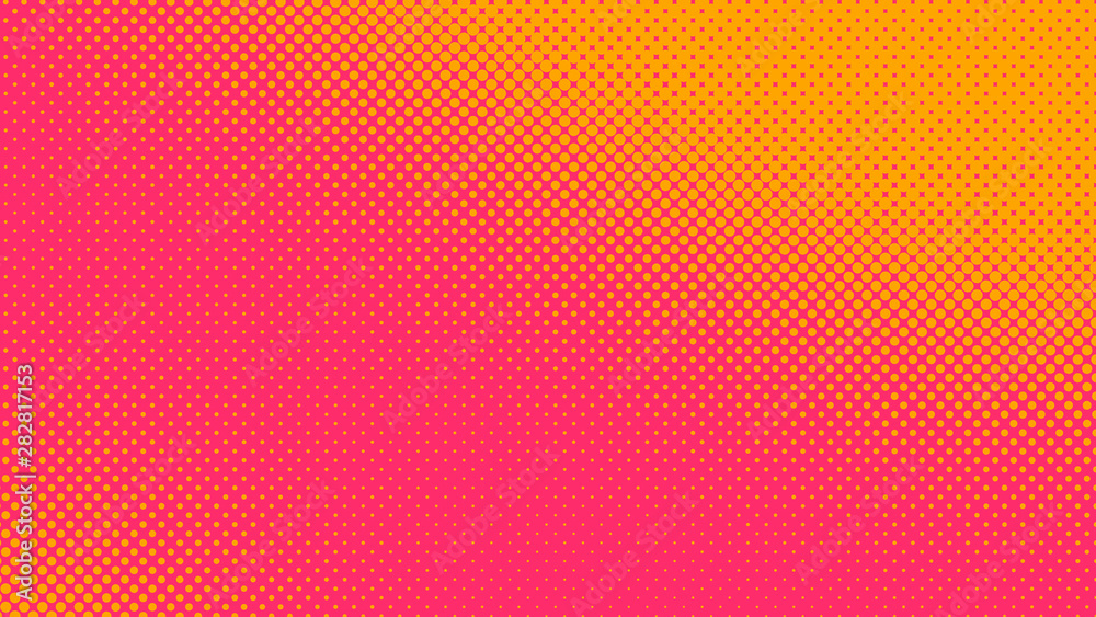 Orange and magenta dotted background in pop art retro style, vector illustration