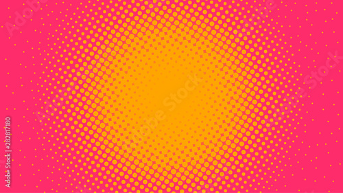 Orange and magenta dotted background in retro pop art comic style, vector illustration