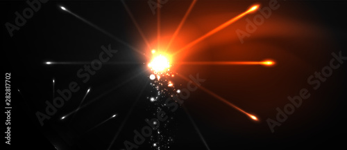 Colorful pyrotechnics show. Sky clouds. Black background. Festival celebration. Abstract fireworks dark sky night.