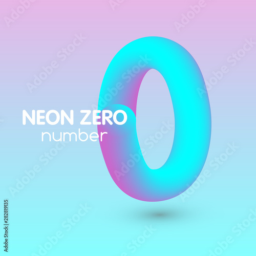 Zero neon number 0 logo icon fluid set
