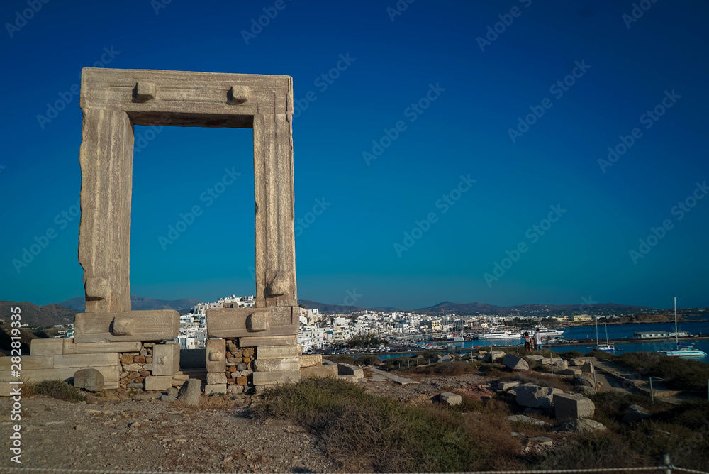 The ancient mycenean archaeological temple site in Naxos