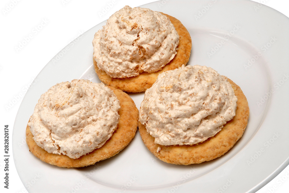 Tasty cookies with meringue isolated on white background