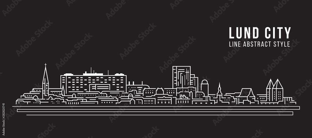 Cityscape Building Line art Vector Illustration design - Lund city