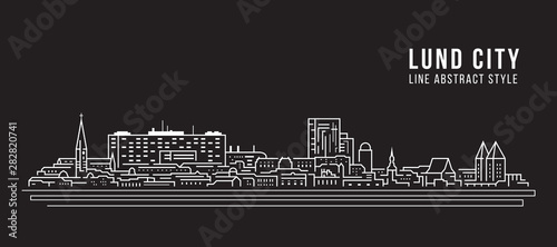 Cityscape Building Line art Vector Illustration design - Lund city