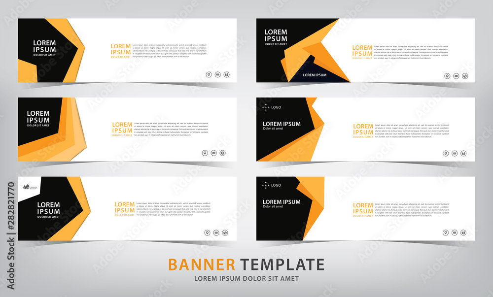 set of six abstract orange web banner templates, vector illustration set of six abstract orange web banner templates, vector illustration