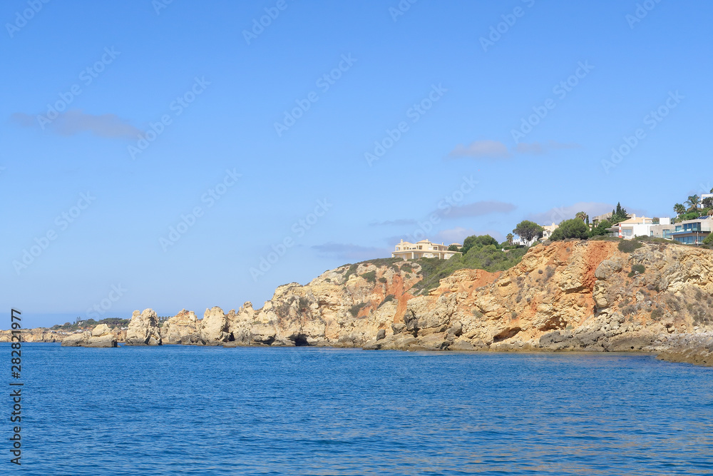 Rocky coastline at Albufeira in the Algarve region Rocky coastline at Albufeira in the Algarve region