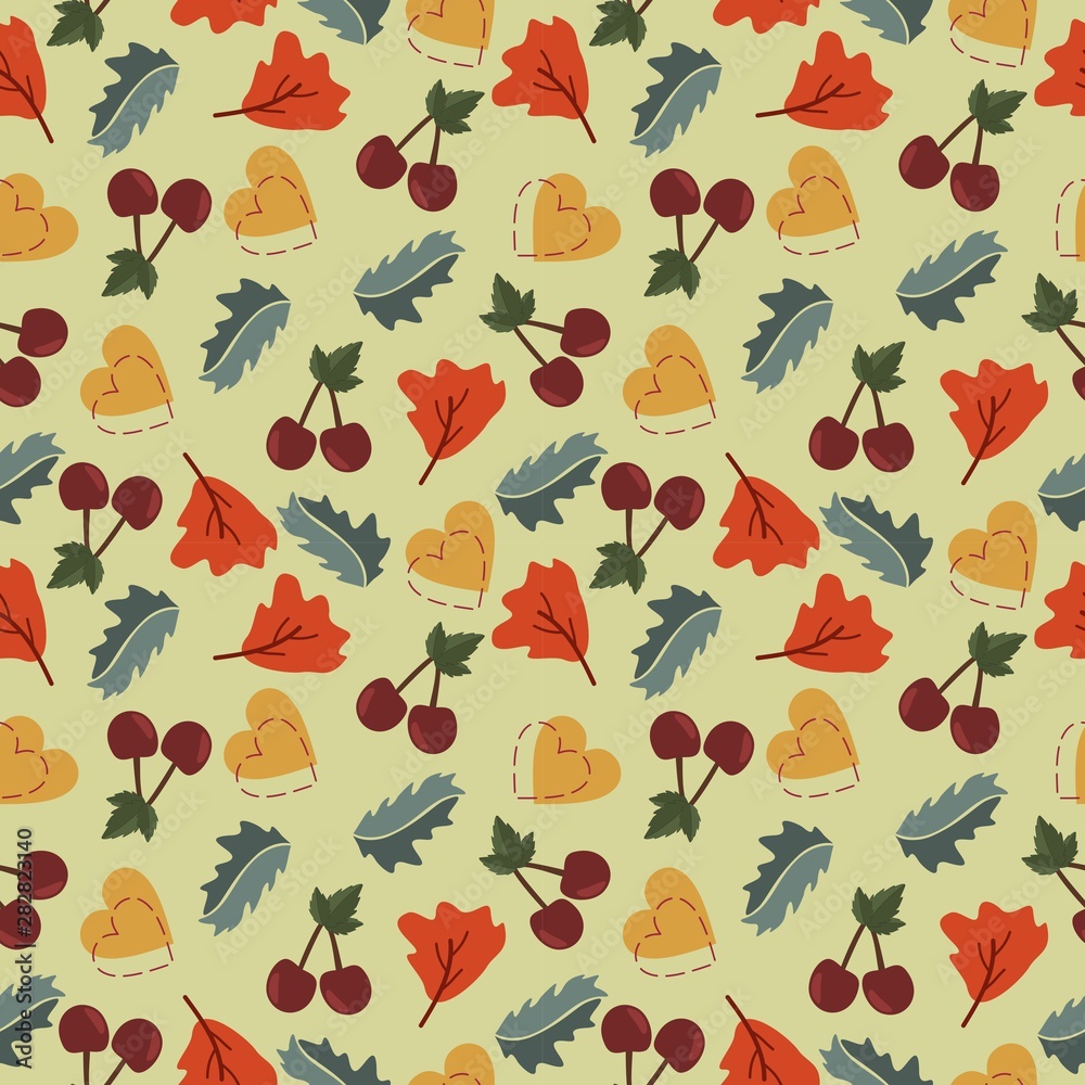 Seamless background with abstract flowers and patterns. Autumn background. It can be used for decoration of textile, paper and other surfaces.