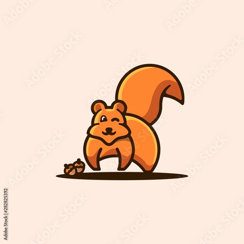 Squirrel Line Art Design Illustration Vector Template