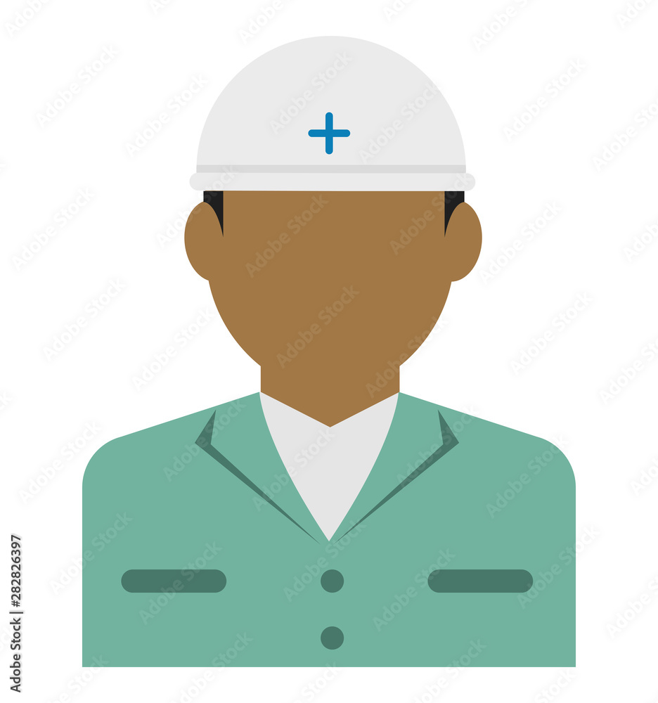 Young male worker avatar flat illustration (upper body) / blue collar worker, rescue worker Young male worker avatar flat illustration (upper body) / blue collar worker, rescue worker