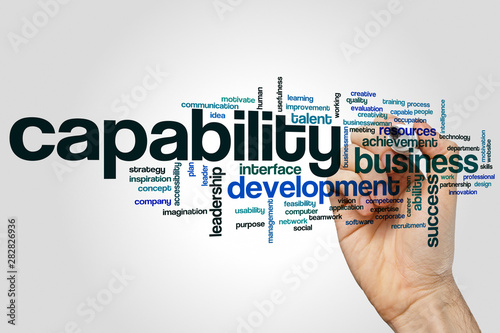 Quadro su tela Capability word cloud concept on grey background