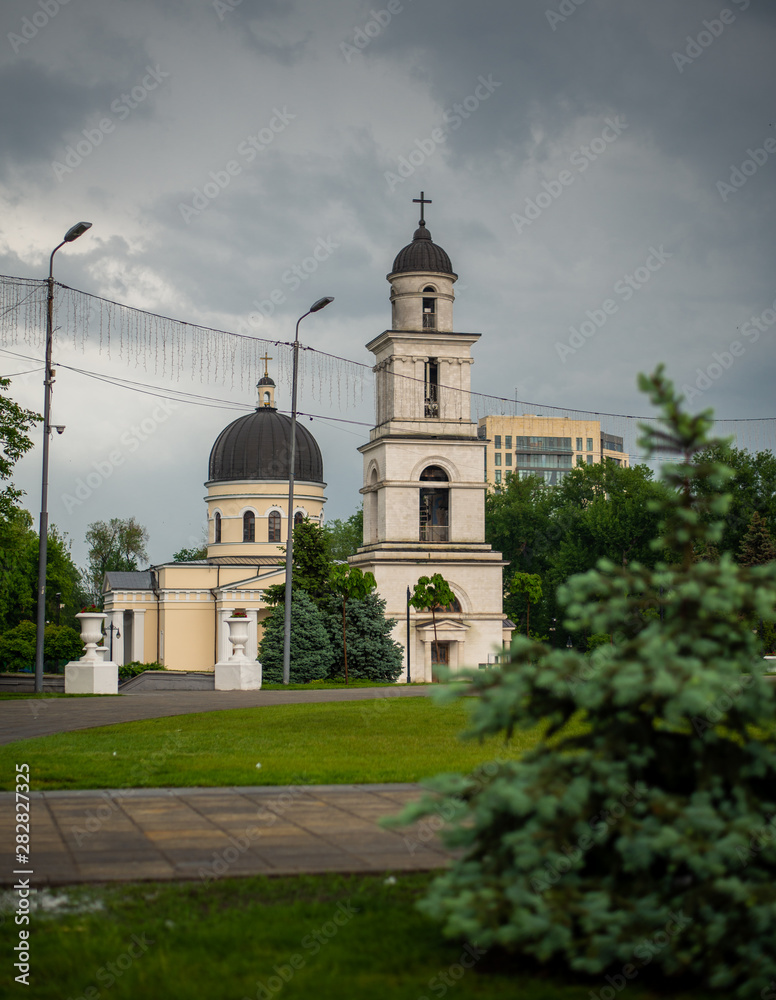 Nativity Cathedral in Cathedral Park is the main Moldovan Orthodox place of worship in Chisinau. 2019