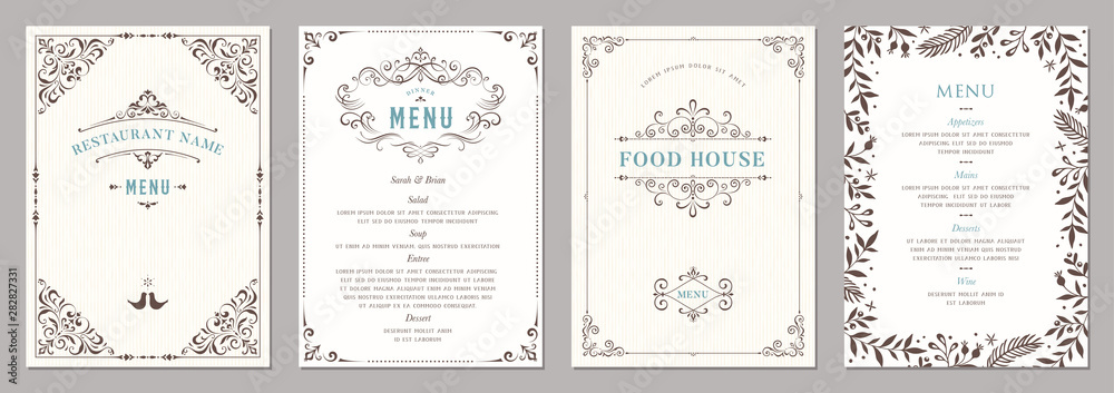 Wedding and restaurant menu. 