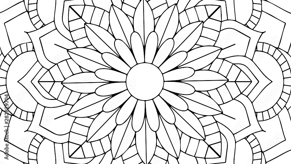 Black and White Mandala Pattern Decorative Ornament in Ethnic Oriental Style Unusual Flower Shape for Web Design Print Tattoo Coloring Book