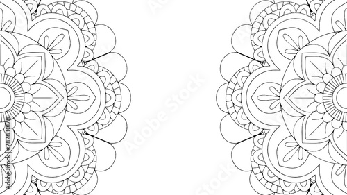 Black and White Mandala Pattern Decorative Ornament in Ethnic Oriental Style Unusual Flower Shape for Web Design Print Tattoo Coloring Book