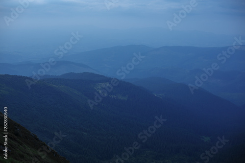 panorama of night mountains in blue beautiful color © Andrii