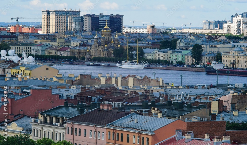 View from the height of Vasilievsky island in St. Petersburg