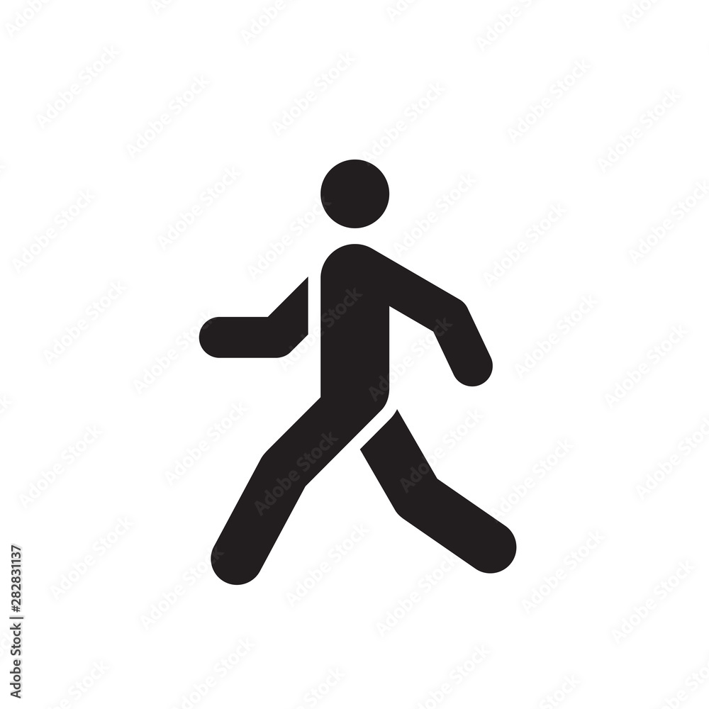 Walk man black icon design. Run human concept sign. Vector illustration. 