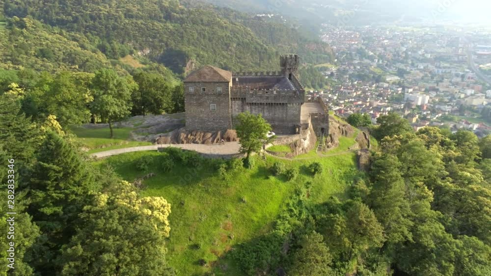 Aerial view of Castle Sasso Corbaro, Bellinzona, Switzerland Aerial view of Castle Sasso Corbaro, Bellinzona, Switzerland