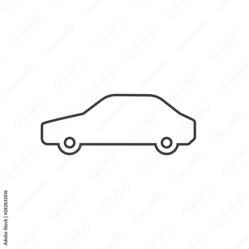 Thin line car icon isolated on white background. Vector