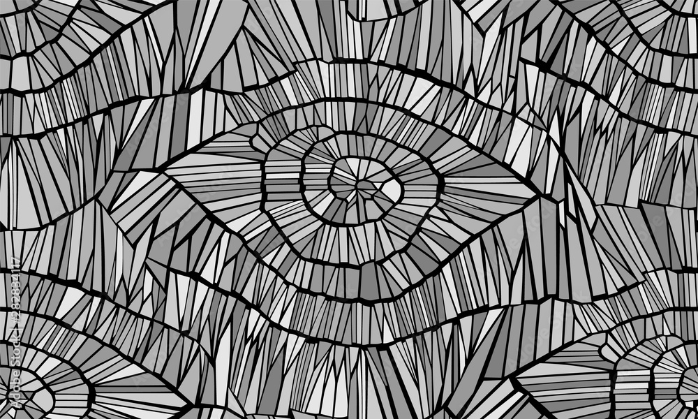 Obraz premium Abstract seamless vector pattern. Cracks, leaves, veins, and wood. Black and gray. Monochrome. Isolated background